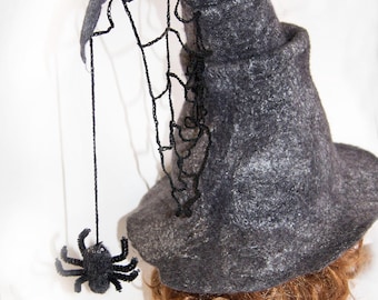 Handmade Felted Wool Witch Hat | Gothic Halloween Costume