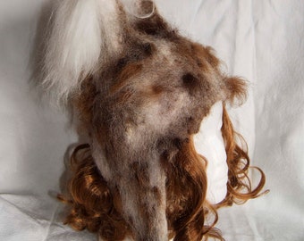 felted alpaca hat with earflaps