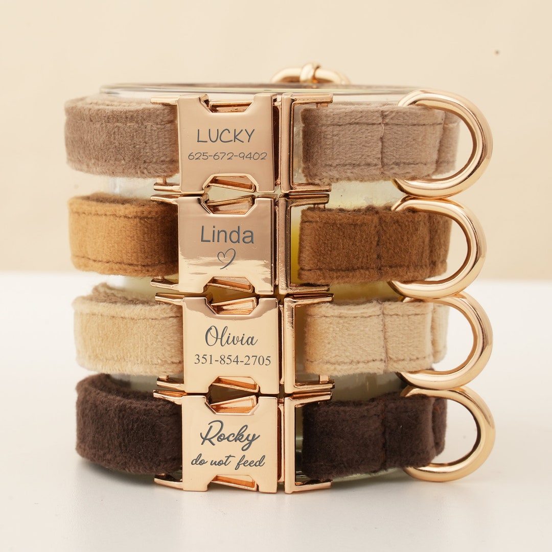 Personalized Dog Collar, Custom Pet Collar, Velvet Pet Collar