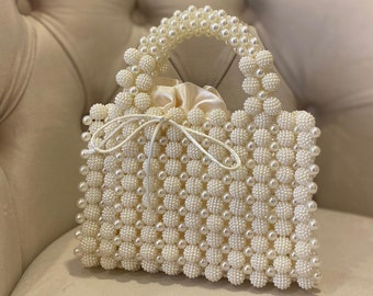 White Pearl Bead Bag | Blackberry Pearl Bag | Women Handbag with Chain Strap |Evening Bag | Wedding Pearl Bag | Special Day Gift