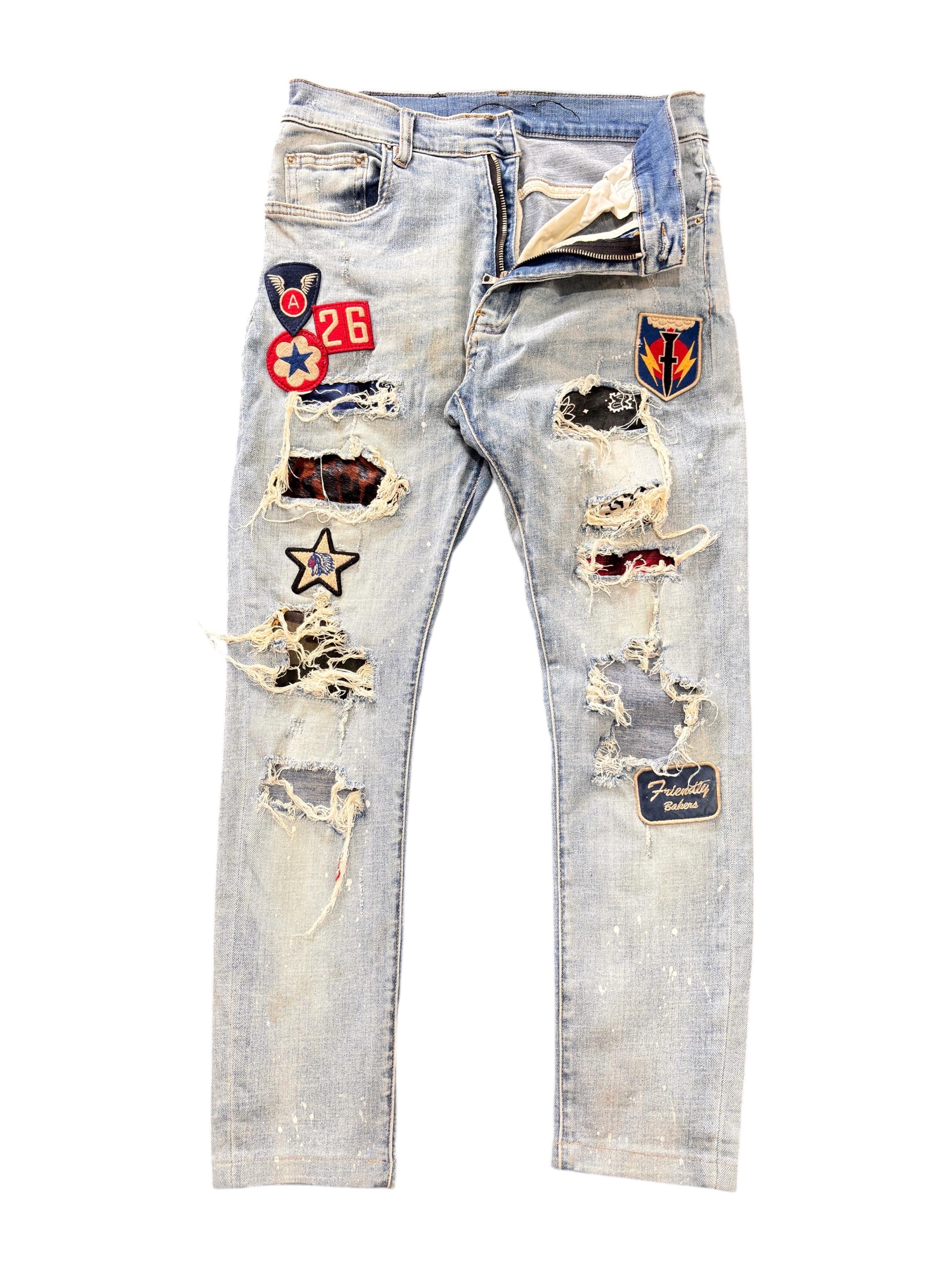Amiri Black Art Patch Distressed Denim – Savonches AMIRI ART PATCH 