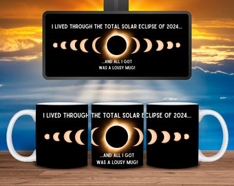 Eclipse solar total 2024 engraçado sarcástico caneca envoltório evento astronômico manhã café ciência geek presente ideia