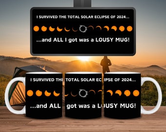 Eclipse solar total 2024 Caneca engraçada sarcástica embrulhar fenômenos cósmicos Café da manhã Idéia de presente para entusiasta de astronomia, download instantâneo PNG