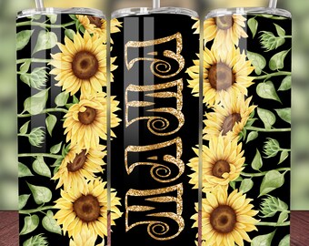 MAMA Glitter Font Tumbler Wrap, Design colorido de sublimação de girassóis, copo magro de 20 onças, presente DIY para mamãe, download digital PNG