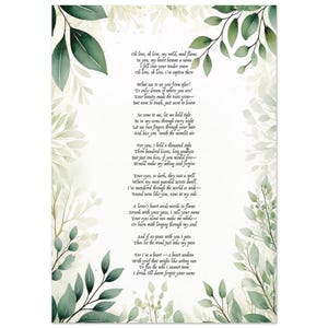 Stampa di poesia d'amore romantica – Carta opaca premium A3 (29,7 x 42 cm) ispirata alla natura