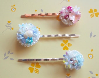 Floral Sequin Beaded Embellished Hair Pin / Bobby Pin