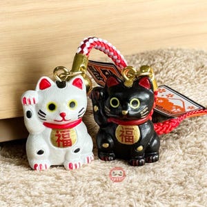 Original Lucky Cat Maneki Neko Strap Old Style Japanese