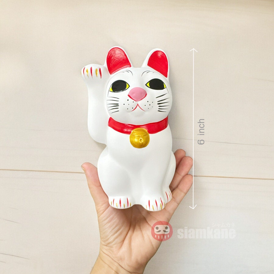 招き猫 陶器製 豪徳寺 招き猫招き猫豪徳寺サイズ#6、高さ6インチ - Etsy 日本