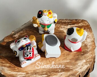 Wedare Magnete Frigorifero 3D Gatto Portafortuna Giapponese – Maneki Neko In Resina, Souvenir Fatto A Mano