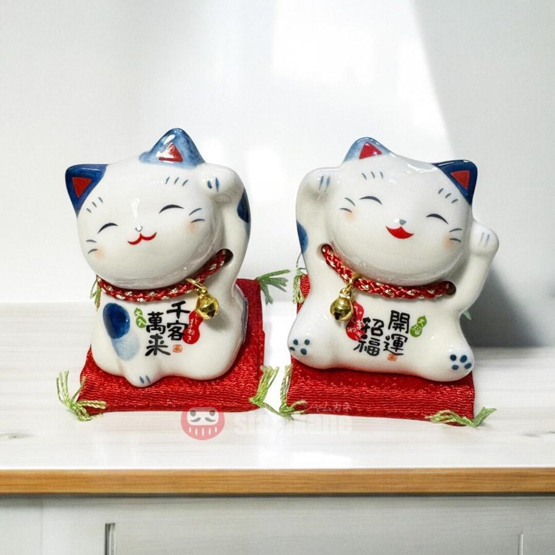 TOYANDONA – Set Da 4 Portachiavi Maneki Neko, Gatto Portafortuna Giapponese In Stile Tradizionale, Regalo Idea