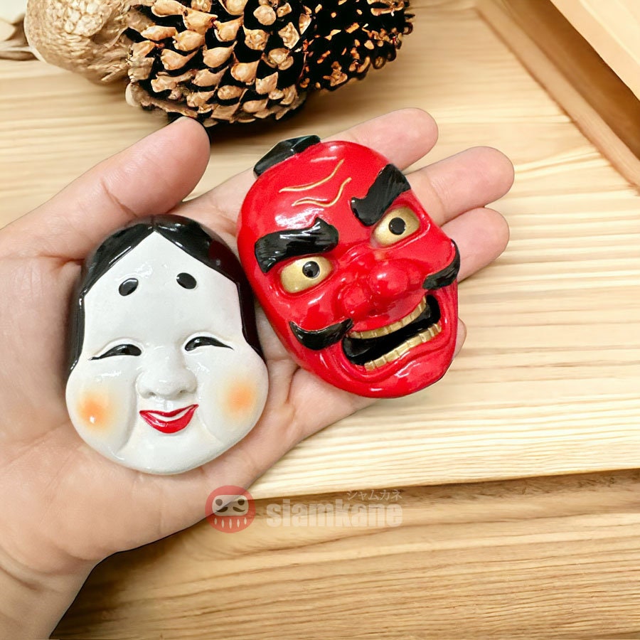 Japanese Magnets , Kabuki and Lucky Cat Memory of Japan Size 6 Cm