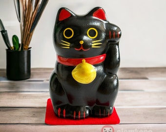 黒い招き猫の陶器工芸品（日本産） - Etsy 日本