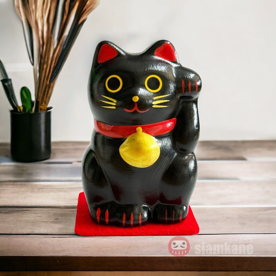 黒い招き猫の陶器工芸品（日本産） - Etsy 日本