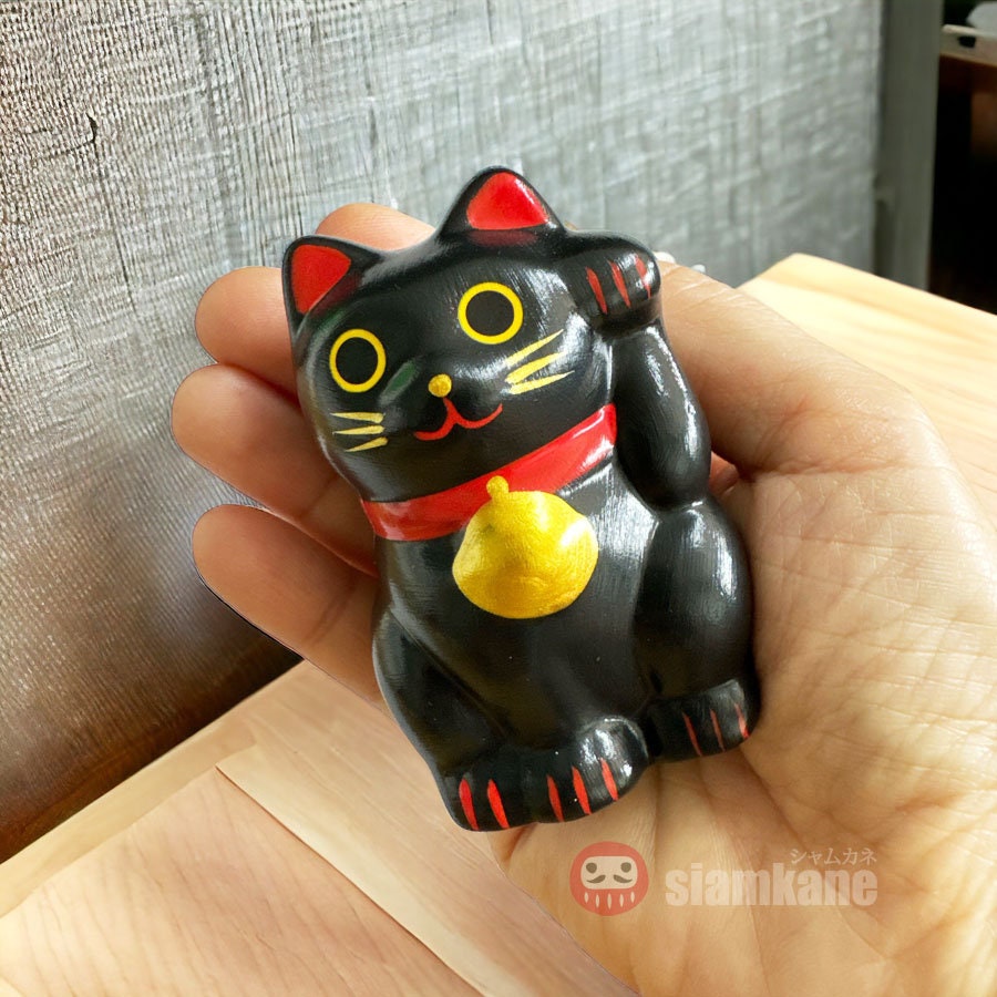 Black Lucky Cat Maneki Neko Tall 3 Inch, Left Hand. - Etsy Black Lucky Cat Maneki Neko Tall 3 Inch, Left Hand. - Etsy