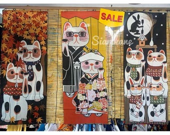 Traditional Japanese Tenugui Wall Art – Cotton Fabric Decor, Made in Japan