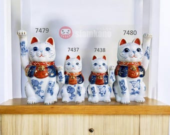 Ceramic Lucky Cat Maneki Neko: Japanese Amulet (14.5 Cm Tall) - Etsy