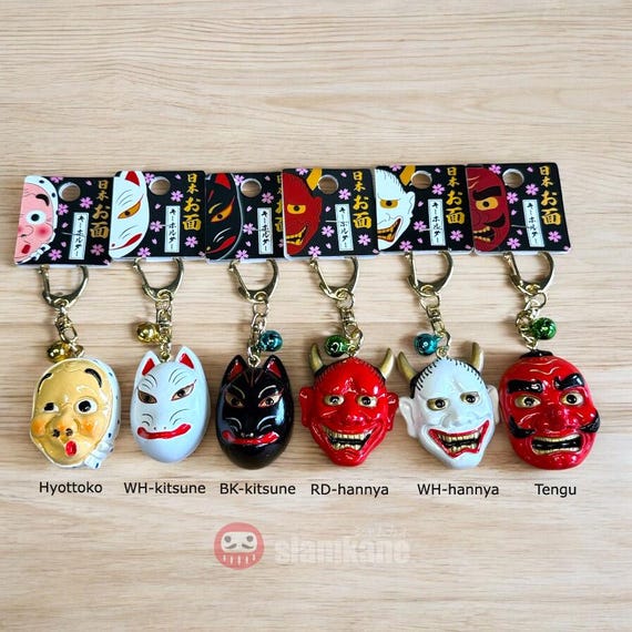 Traditional Japanese Noh Keychain, Kabuki Memory of Japan Size 4