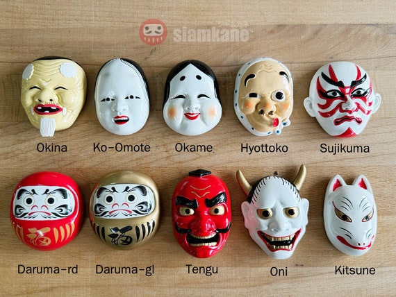 Japanese Magnets , Kabuki and Lucky Cat Memory of Japan Size 6 Cm