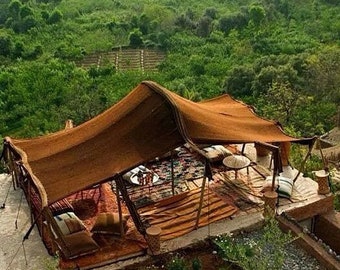 Tent complete with columns -Camping Tent -Tent berber -Nomad tent -Tent Moroccan made from camel hair and goat hairIt prevents rain -Sahara