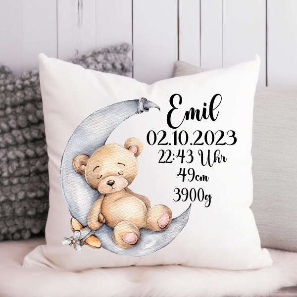 Namenskissen Personalisiert Baby Geschenk Geburtsdaten Geburtsgeschenk Babykissen Name Gewicht Größe Uhrzeit Kissen