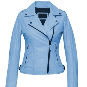 Blouson en cuir pour femme - Blouson en cuir d'agneau véritable - Blouson de motard - Blouson de moto - Blouson fait main - Blouson unique pour femme