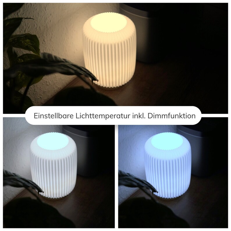 LED Tischleuchte Elix Nachtischlampe / Schreibtischlampe in modernem und Minimalischtischem Design LED Tischlampe mit Holz Sockel Bild 8