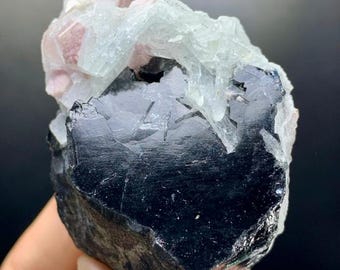 Attractive Blue Cap Tourmaline crystal with Albite - 153 grams