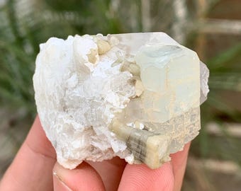 Natural Aquamarine Crystal on matrix from Afghanistan: 48 Grams