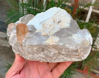 Beautiful Natural Topaz crystal with Quartz and Albite mineral specimen - 1518 gram