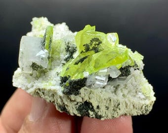 Sphene Gem Crystal on Calcite Matrix - 21 grams