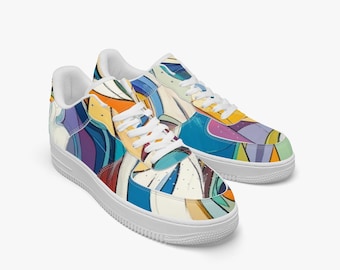 Abstract Art Unisex Sneakers - Vibrant Leather Footwear