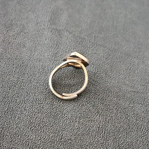 Vintage Abalone Shell Ring, Adjustable Size, Silv… - image 3