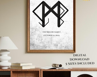 Personalized Abundance Bindrune Wall Art, Money Sigil, Success Talisman (Digital Download)