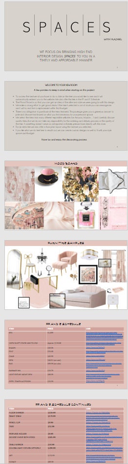 Pre-designed Plus Shoppable E-design Parisian Girls Bedroom Design ...