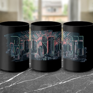 Boston City Skyline Mug, Artistic Boston Coffee Mug, Unique Boston Souvenir, Boston Lovers Gift, Boston Themed Mug, Boston Artwork Cup
