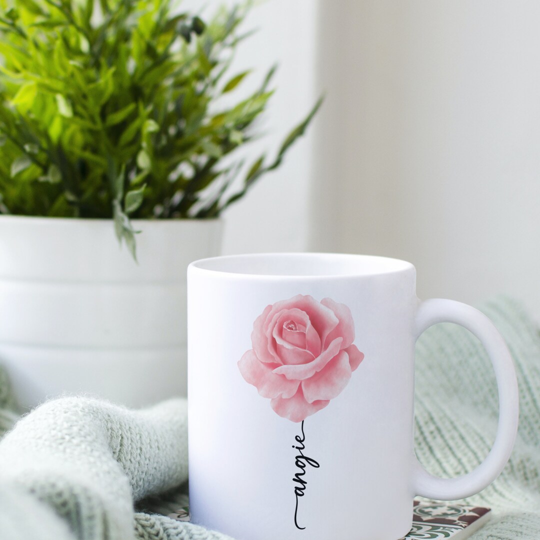 Flower Mug, Personalized Flower Gifts, Flower Coffee Mug, Flower Coffee Cup, Flower Gifts for