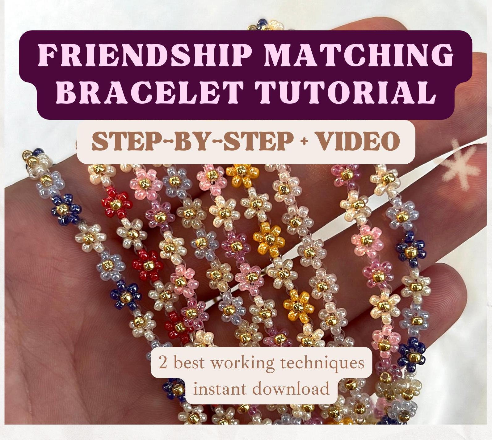 Tutorial de pulseras de la amistad a juego: diseño de margaritas con cuentas: instrucciones sencillas para hacer joyas hechas a mano, técnicas de abalorios para principiantes