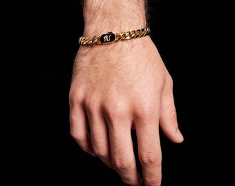 18K Gold Plated Cuban Link Bracelet, Stainless Steel Bracelet for Men, 8mm Curb Chain