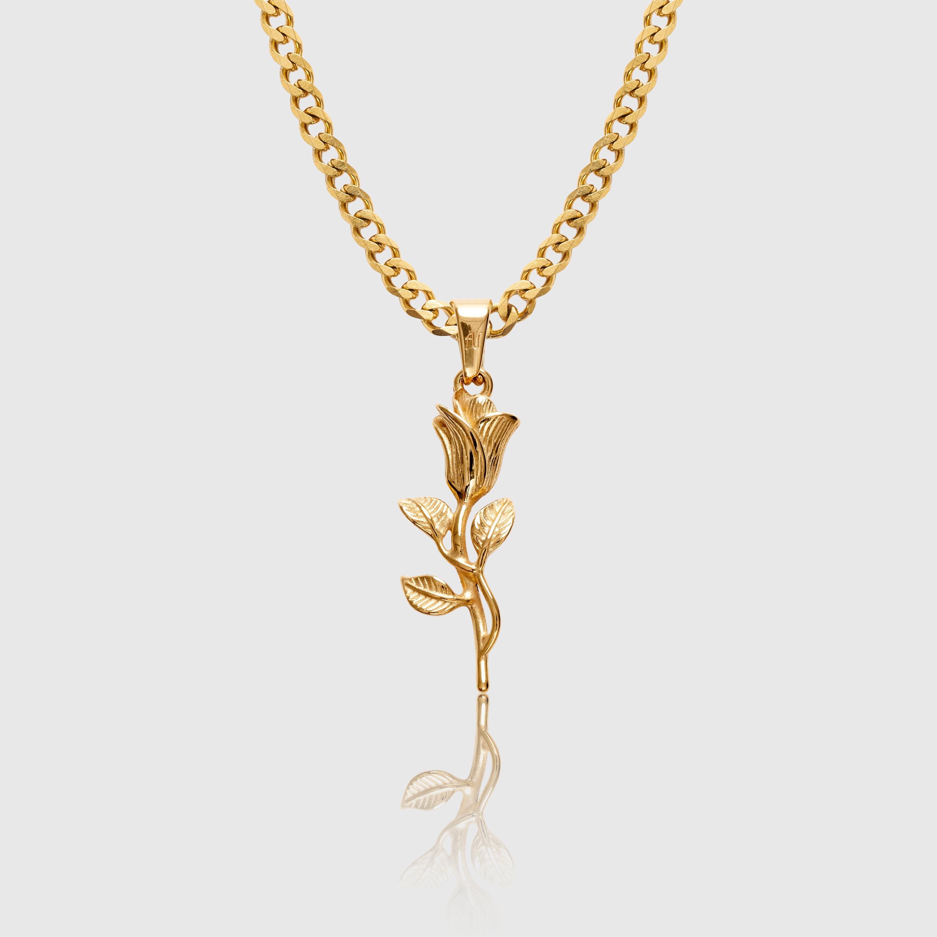 Collana Con Ciondolo Ancora Laterale - Acciaio Inox Placcato Oro Rosa 18K (45 Cm, Ipoallergenica)