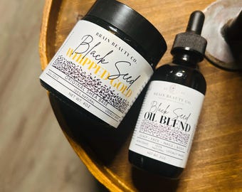 Paquete de aceite y oro batido de semilla negra para psoriasis, eczema y piel seca y agrietada