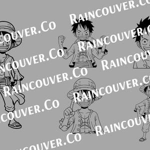 One Piece Vector Icon Pack - Luffy Poses | 5 EDITABLE SVGs + PNGs