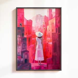 Donna in abito bianco, stampa a olio, retro del poster "Donna", impasto, arte moderna e contemporanea, decorazione per la camera da letto, stampe d'arte astratta femminile