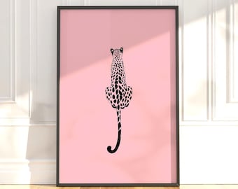 Pink Leopard Wall Art Print: Maximalist Animal Wall Decor, Cheetah Poster (Digital Download)