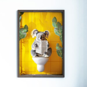 Lámina divertida de koala para baño: Arte mural de animales peculiares, póster humorístico para el baño (descarga digital)