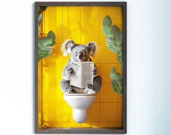 Funny Koala Bathroom Print: Quirky Animal Toilet Wall Art, Bathroom Humor Poster (Digital Download)