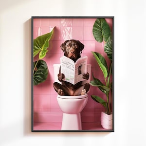 Black Labrador Bathroom Print, Dog Bathroom Wall Art, Toilet Poster , Dopamine Decor, Funny Black Labrador Wall Art, Labrador Physical Print