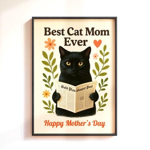 Meilleure impression ou carte de maman chat, affiche de maman chaton mignon, cadeau de maman de chat pour la fête des mères, affiche de chat drôle, cadeau pour les amoureux des chats, art mural chat