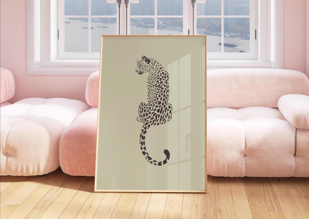 Sage Green Leopard Print: Retro Leopard Poster, Maximalist Cheetah ...