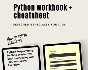 Programowanie w Pythonie dla dzieci: opanuj podstawy kodowania dzięki zabawnym, interaktywnym ćwiczeniom + prosta ściągawka do Pythona | zeszyt ćwiczeń Pythona