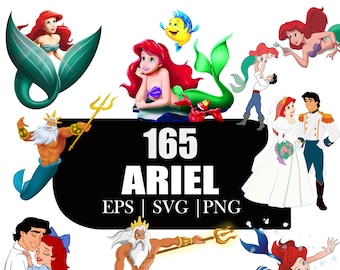 Sirenita SVG ? Sirenita PNG | Paquete de imágenes prediseñadas ? Ariel Png | Princesa PNG | Sirenita svg ? Diseño de camiseta de la Sirenita.